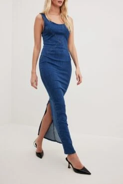 NA-KD Robe Longue En Denim 21 NA-KD Robe Longue En Denim -Lady Doux Soldes Magasin maxi denim dress 1018 010476 011631525
