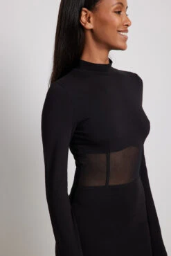 Robe Courte En Tulle à Manches Longues 7 Robe Courte En Tulle à Manches Longues -Lady Doux Soldes Magasin mesh detail long sleeve mini dress 1017 002181 0002 1584