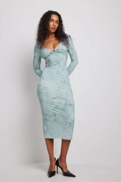 NA-KD Robe Mi-longue à Manches Longues Avec Anneau -Lady Doux Soldes Magasin nakd 1100 006611 9770 12779