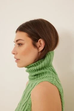 NA-KD Robe En Maille Torsadée à Col Montant Recyclée -Lady Doux Soldes Magasin nakd cable knitted long high neck dress 1100 005071 0010 30003