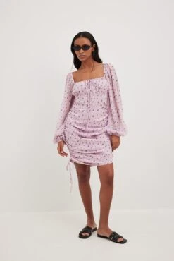 Robe Courte En Mousseline à Cordon De Serrage -Lady Doux Soldes Magasin nakd chiffon drawstring mini dress 1014 001586 3124 0800 01c