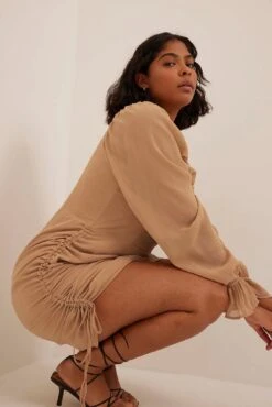 Robe Courte En Mousseline à Cordon De Serrage -Lady Doux Soldes Magasin nakd chiffon drawstring mini dress 1017 001723 0005 3941