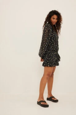 Robe Mini En Mousseline à Manches Bouffantes -Lady Doux Soldes Magasin nakd chiffon puff sleeve mini dress 1014 001338 93651