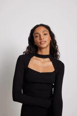 NA-KD Robe Côtelée à Encolure Carrée Et Tour De Cou -Lady Doux Soldes Magasin nakd choker square neck rib dress 1100 006838 0002 8485 copy