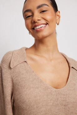 NA-KD Robe Longue En Maille à Col -Lady Doux Soldes Magasin nakd collar long knitted dress 1100 006668 0005 13213