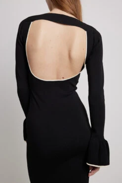 Robe En Maille à Dos Ouvert Et Détails Contrastants -Lady Doux Soldes Magasin nakd contrast detail open back knitted dress 1781 000008 0002 36260