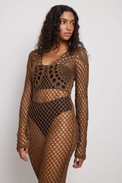 Robe Longue En Maille Crochetée -Lady Doux Soldes Magasin nakd crochet knitted maxi dress 1018 010093 0017 11412