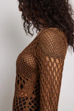Robe Longue En Maille Crochetée -Lady Doux Soldes Magasin nakd crochet knitted maxi dress 1018 010093 0017 11451