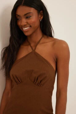 Robe Mini En Lin Mélangé -Lady Doux Soldes Magasin nakd cups details linen mini dress 1017 001563 0017 0053