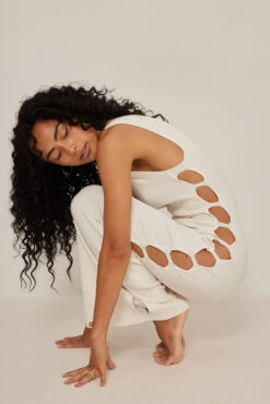 Robe Longue En Maille à Découpes