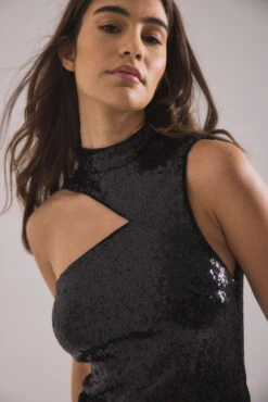 Robe Longue à Découpes Et Sequins -Lady Doux Soldes Magasin nakd cut out sequin maxi dress 1723 000072 0002 48039