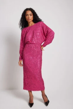 Robe Midi En Sequin Avec Décolleté Dos -Lady Doux Soldes Magasin nakd deep back sequin midi dress 1017 001871 0015 2980