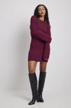 NA-KD Robe Courte En Maille à Détail Sur Les Manches -Lady Doux Soldes Magasin nakd detailed sleeve knitted mini dress 1100 006840 0448 24245