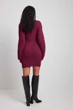 NA-KD Robe Courte En Maille à Détail Sur Les Manches -Lady Doux Soldes Magasin nakd detailed sleeve knitted mini dress 1100 006840 0448 24292