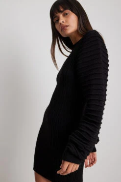 NA-KD Robe Courte En Maille à Détail Sur Les Manches -Lady Doux Soldes Magasin nakd detailed sleeve knitted mini dress 1100 006840 0002 0767