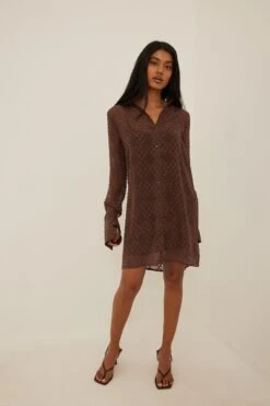 Robe Chemise Dobby Recyclée -Lady Doux Soldes Magasin nakd dobby shirt dress 1014 001336 0017 01c 1