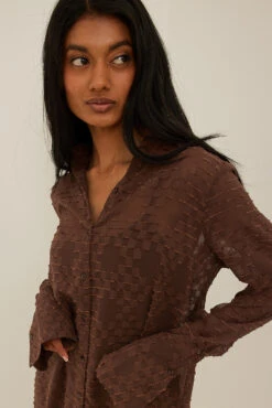 Robe Chemise Dobby Recyclée -Lady Doux Soldes Magasin nakd dobby shirt dress 1014 001336 0017 02