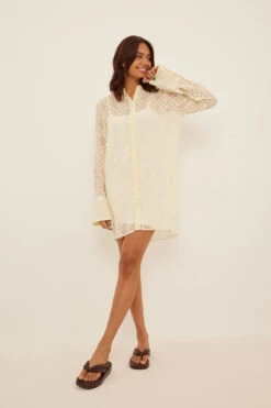 Robe Chemise Dobby Recyclée -Lady Doux Soldes Magasin nakd dobby shirt dress 1014 001336 0404 6328