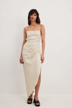 Robe En Lin Drapée -Lady Doux Soldes Magasin nakd draped linen dress 1018 007096 0068 32783