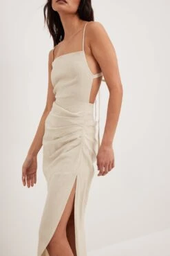 Robe En Lin Drapée -Lady Doux Soldes Magasin nakd draped linen dress 1018 007096 0068 32787