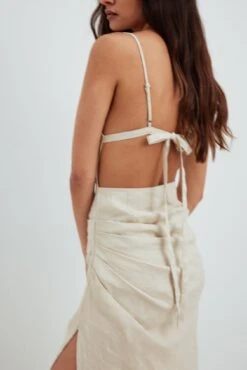 Robe En Lin Drapée -Lady Doux Soldes Magasin nakd draped linen dress 1018 007096 0068 32823