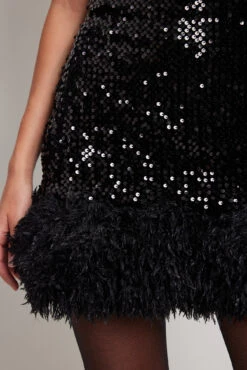 Robe Courte à Plumes Et Sequins -Lady Doux Soldes Magasin nakd feather sequin mini dress 1017 001926 0002 0102