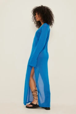 NA-KD Robe Longue En Tricot Fin Avec Col -Lady Doux Soldes Magasin nakd fine knitted collar maxi dress 1100 006010 0003 37258