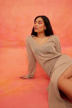 NA-KD Robe Longue En Tricot Fin Avec Col -Lady Doux Soldes Magasin nakd fine knitted collar maxi dress 1100 006010 0140 4410