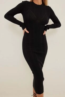 NA-KD Robe Mi-longue En Tricot à Fin à Dos Ouvert -Lady Doux Soldes Magasin nakd fine knitted open back midi dress 1100 005931 0002 1498