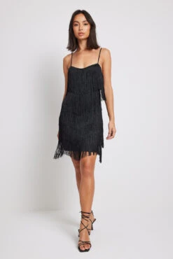 Robe à Franges -Lady Doux Soldes Magasin nakd fringe detail mini dress 1017 001519 0002 9762