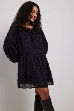 Robe Courte Texturée Duveteuse