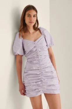 Robe Mini à Fronces Biologique -Lady Doux Soldes Magasin nakd gathered mini cotton dress 1018 007311 0368 01j