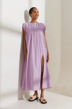 Robe Fluide à Encolure Froncée Recyclée