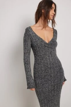 NA-KD Robe Longue Pailletée En Maille à Col En V -Lady Doux Soldes Magasin nakd glitter knitted v neck maxi dress 1100 006872 0002 4344