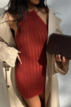 NA-KD Mini Robe Dos Ouvert -Lady Doux Soldes Magasin nakd halterneck open back lace detail mini dress 1100 006224 0261 04