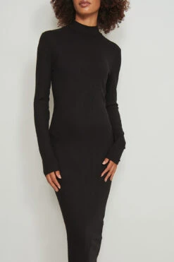 Robe à Manches Longues Côtelée Recyclée -Lady Doux Soldes Magasin nakd high neck long sleeved midi rib dress 1044 000244 0002 03j