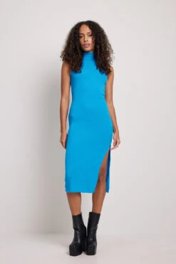 Robe Col Montant Recyclée -Lady Doux Soldes Magasin nakd high neck rib sleeveless dress 1100 004615 0003 01c