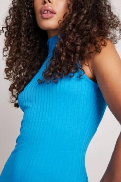 Robe Col Montant Recyclée -Lady Doux Soldes Magasin nakd high neck rib sleeveless dress 1100 004615 0003 13232