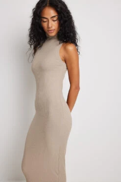 Maxi Robe Col Haut à Nervures -Lady Doux Soldes Magasin nakd high neck ribbed maxi dress 1100 006628 0119 22927