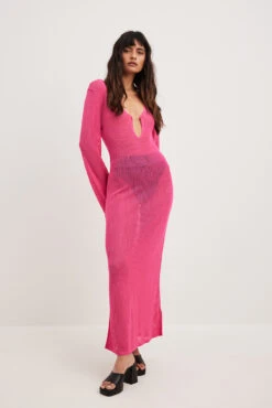 NA-KD Robe Longue En Maille Ajourée 16 NA-KD Robe Longue En Maille Ajourée -Lady Doux Soldes Magasin nakd hole knitted maxi dress 1100 006918 0015 31957 01c