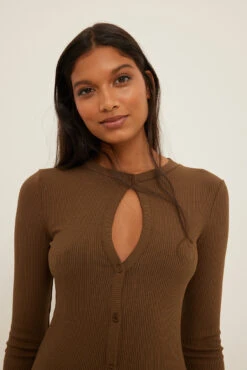 NA-KD Robe à Boutons -Lady Doux Soldes Magasin nakd keyhole button detail dress 1100 006119 0017 3122