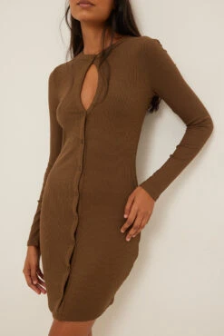 NA-KD Robe à Boutons -Lady Doux Soldes Magasin nakd keyhole button detail dress 1100 006119 0017 3129