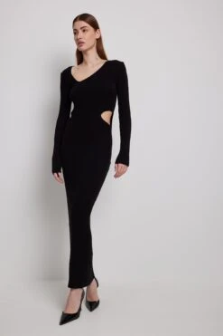 Robe Longue En Tricot à Découpes -Lady Doux Soldes Magasin nakd knitted cut out detail maxi dress 1018 008979 0002 40040 1