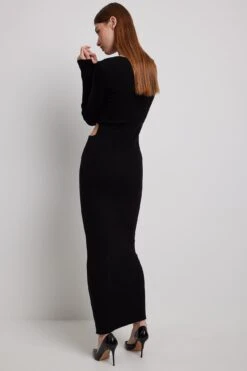 Robe Longue En Tricot à Découpes -Lady Doux Soldes Magasin nakd knitted cut out detail maxi dress 1018 008979 0002 40098 1