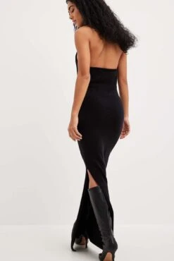Robe Longue En Maille à Dos Nu 6 Robe Longue En Maille à Dos Nu -Lady Doux Soldes Magasin nakd knitted halterneck maxi dress 1018 009990 0002 9815