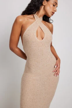Robe Longue En Maille à Dos Nu 14 Robe Longue En Maille à Dos Nu -Lady Doux Soldes Magasin nakd knitted halterneck sequin midi dress 1018 009901 0005 24370