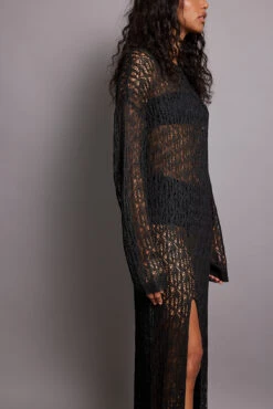 NA-KD Robe Longue En Maille à Fente Haute -Lady Doux Soldes Magasin nakd knitted high slit maxi dress 1100 006393 0002 8096