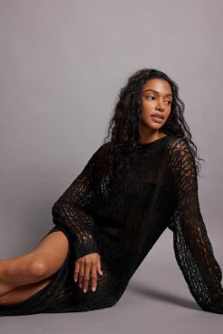 NA-KD Robe Longue En Maille à Fente Haute -Lady Doux Soldes Magasin nakd knitted high slit maxi dress 1100 006393 0002 8132