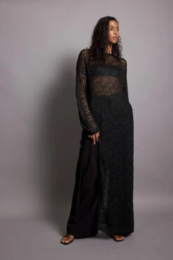 NA-KD Robe Longue En Maille à Fente Haute -Lady Doux Soldes Magasin nakd knitted high slit maxi dress 1100 006393 0002 8158