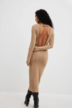 Robe Mi-longue En Maille à Dos Ouvert